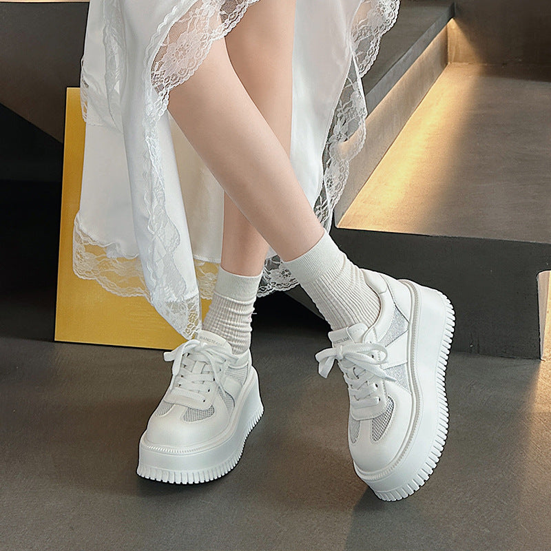 Women's Mesh Surface Platform White Summer Soft Casual Shoes