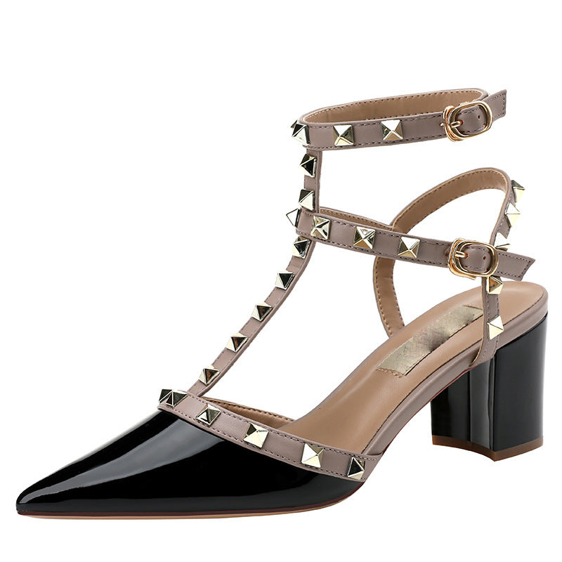 Women's Version Closed Toe Rivet Summer Pointed Heels
