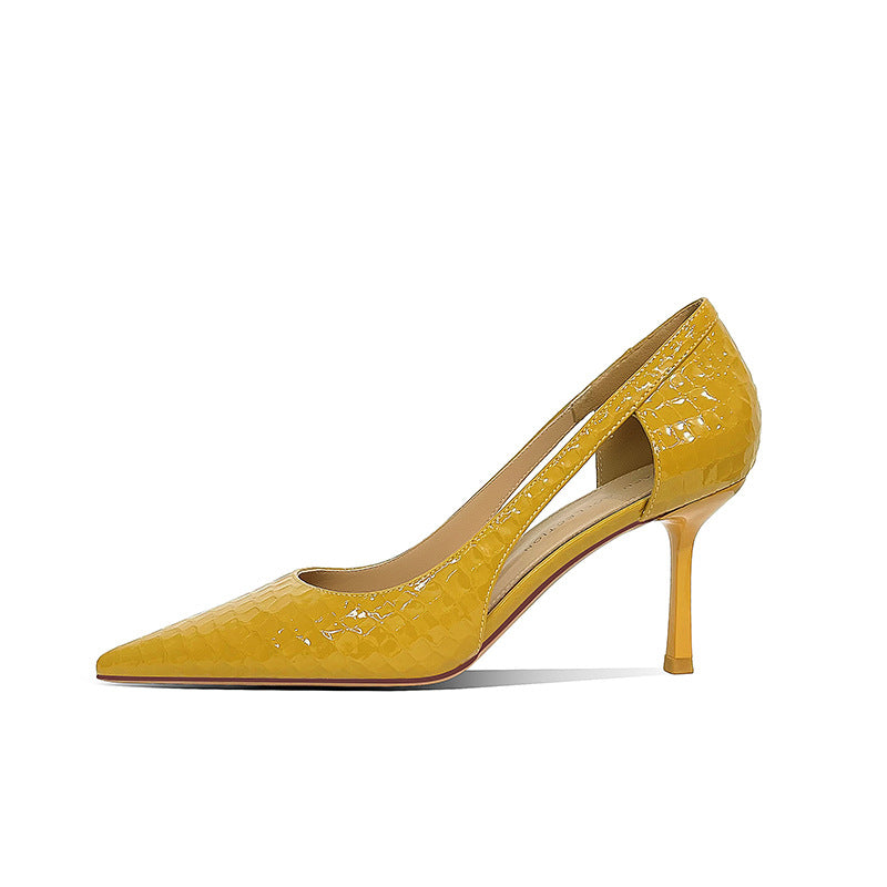 Women's High Pointed Toe Stiletto Side Empty Women's Shoes