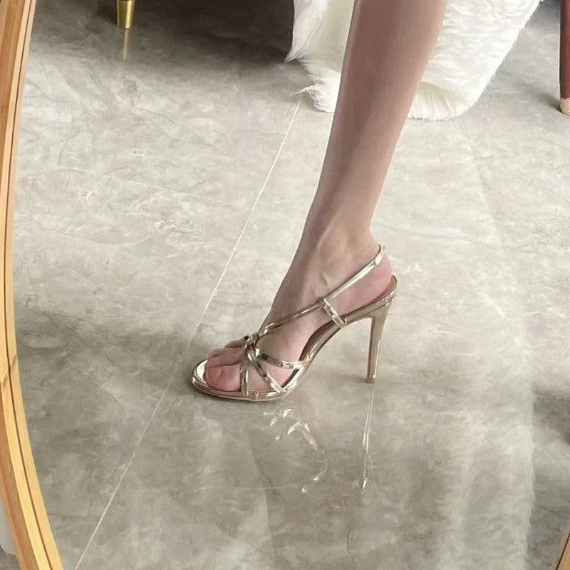 Spring High Gold Strap Sexy Temperament Heels