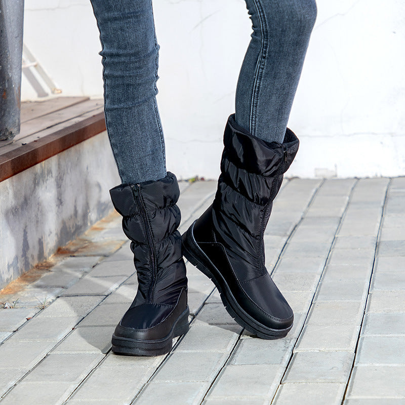 Women's Fleece-lined Warm Ski Resort Travel Slimming Leg Snow Boots