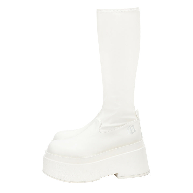 Thin Thick Bottom Mid Knee-high Small Figure Heels
