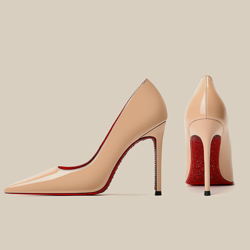 Women's Red High Stiletto Beautiful Sexy Wedding Black Patent Heels