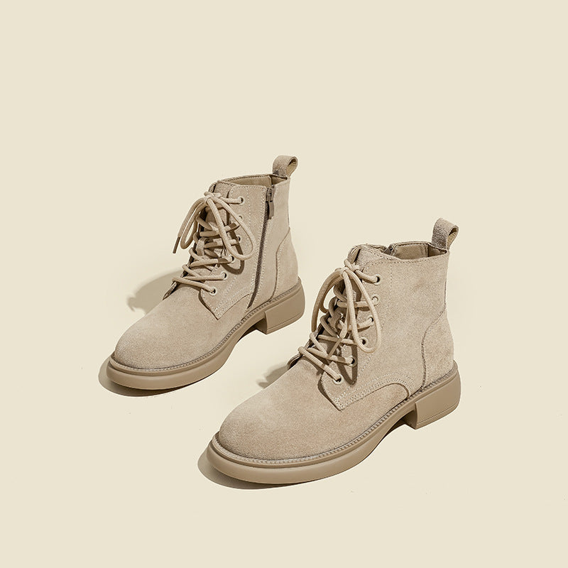 Women's Autumn Soft Bottom Retro Short Cow Boots