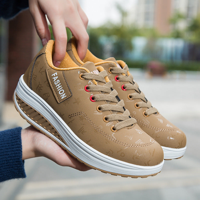 Women's Round Toe Sports Pumps Front Increased Casual Shoes