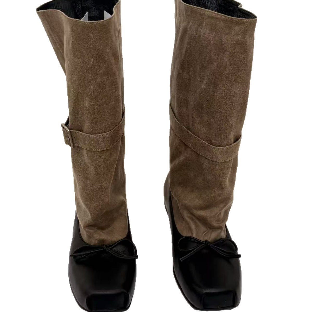 Women's Bowknot Ballet Short Pleated Outer Wear Pile Boots