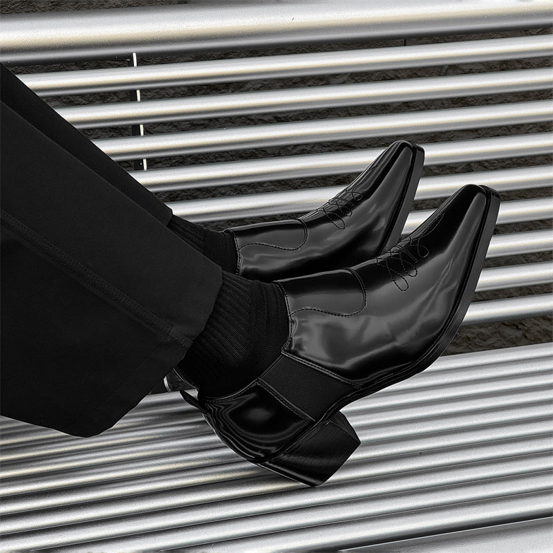Black Slip-on High French Skinny Chelsea Boots