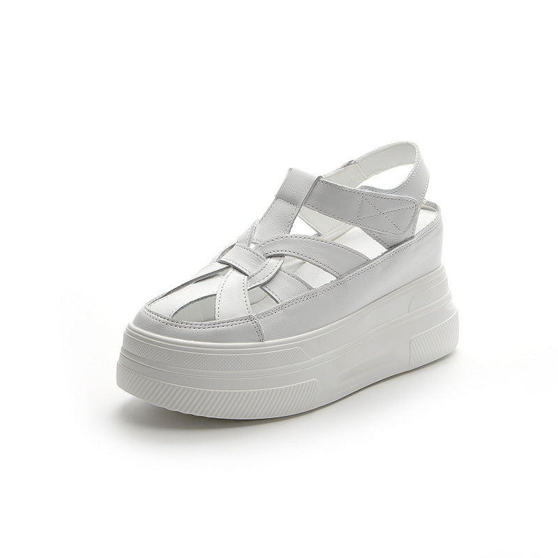 Women's Spring Instep Hidden White Cowhide Polyurethane Heels