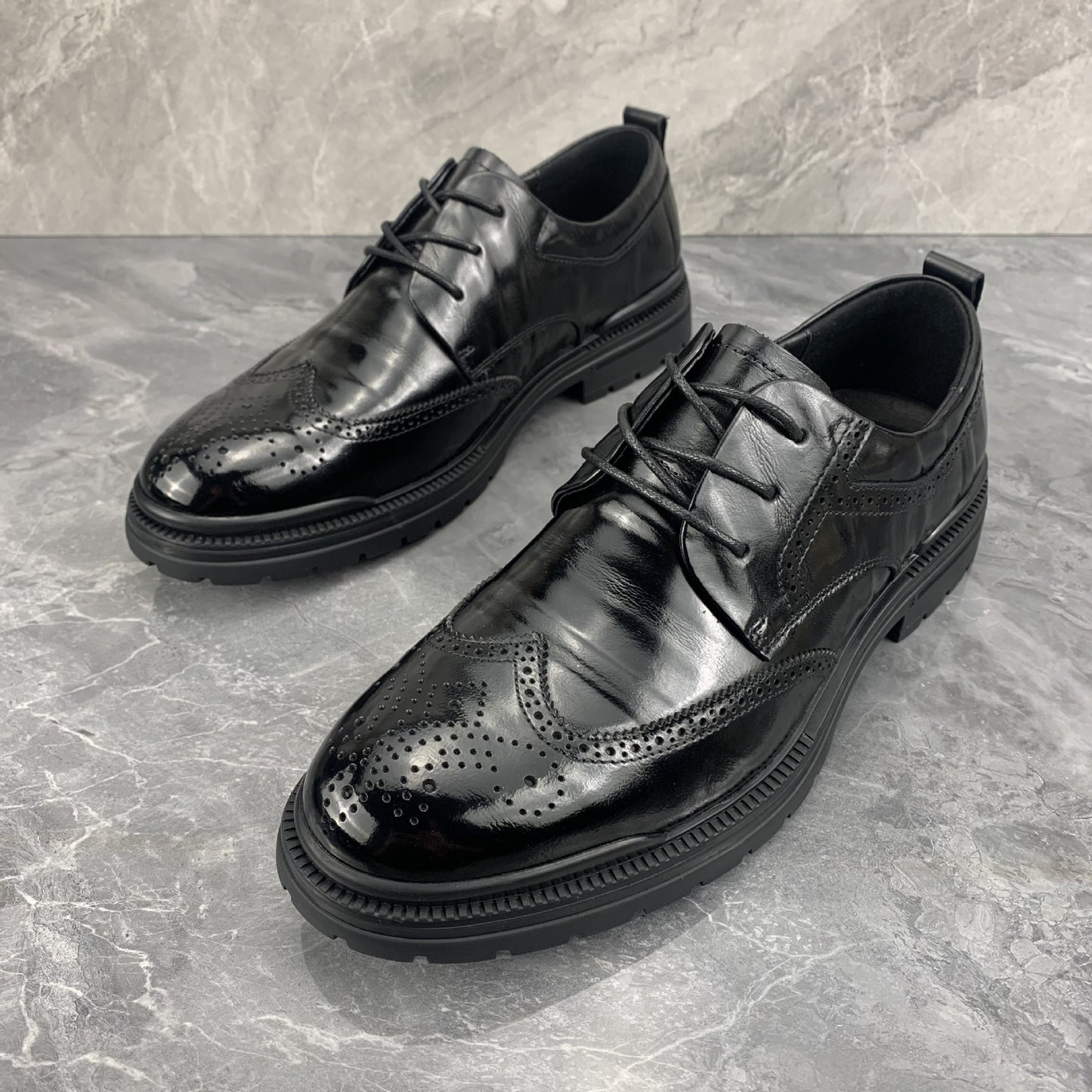 Men's First Layer Cowhide Formal Business Pumps Leather Shoes