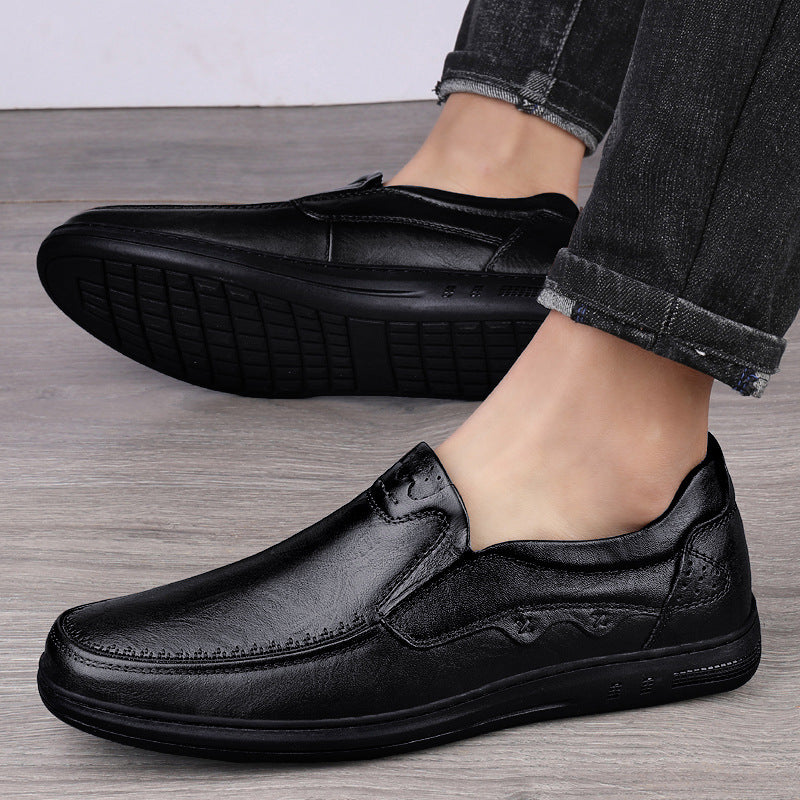 Men's First Layer Cowhide Soft Bottom Breathable Leather Shoes
