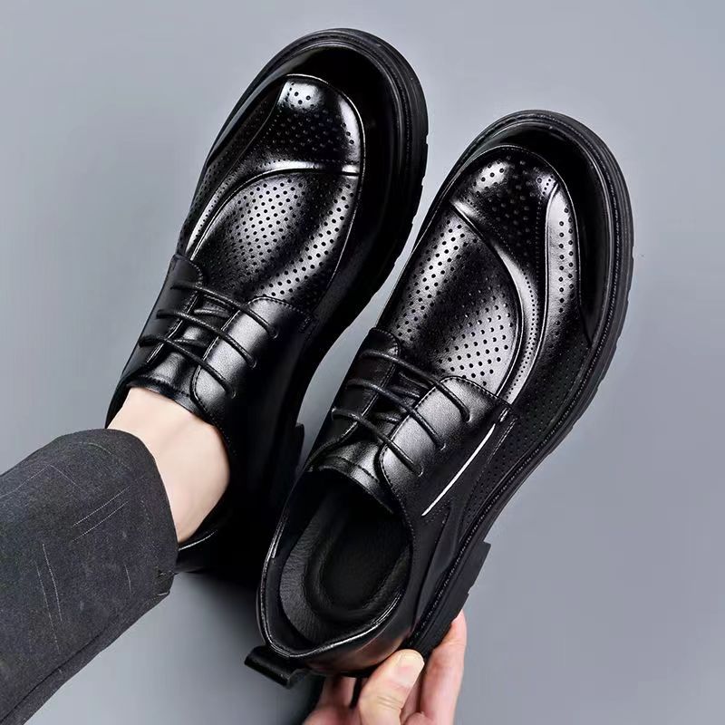 Men's Hole Genuine Formal Wear Hollow Breathable Men's Business Leather Shoes
