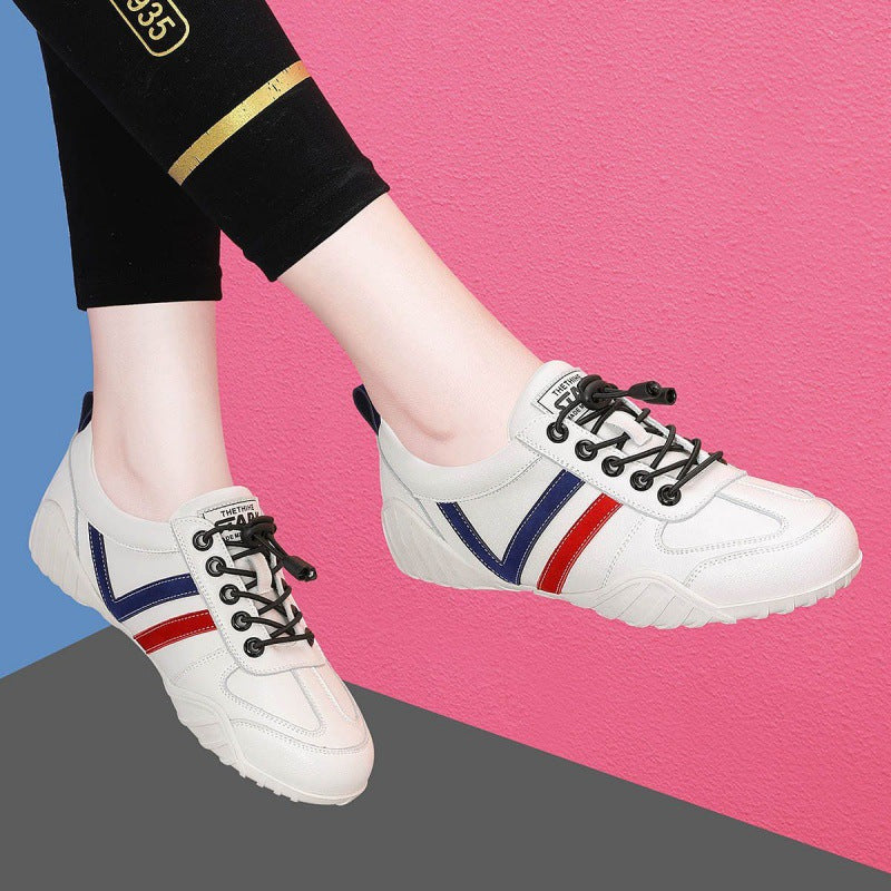 Women's Gold Silk Rabbit Genuine White Soft Sneakers