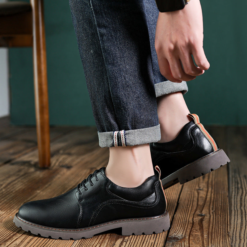 Men's Retro Derby Outdoor Clothes British Style Single-layer Leather Shoes
