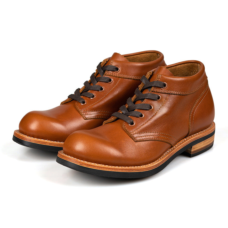 Men's Reengraved Style Short Genuine Booties Round Boots