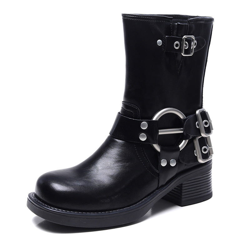 Version Genuine Middle Tube Square Head Sleeve Boots