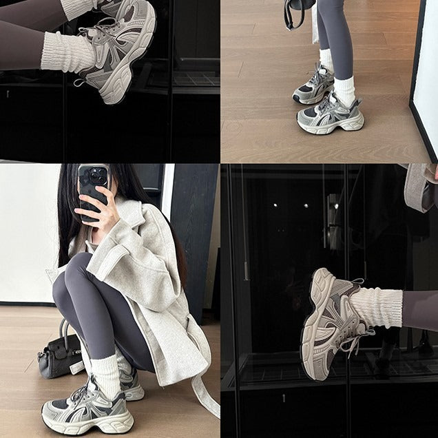 Women's Small Dignified Breathable Platform Dad Four Casual Shoes