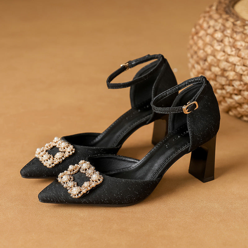 Women's Plus Size Fat Widened Buckle Heels