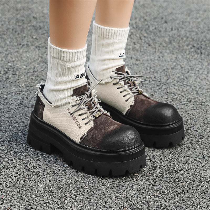 Men's Increasing Patent British Style Black White Leather Shoes