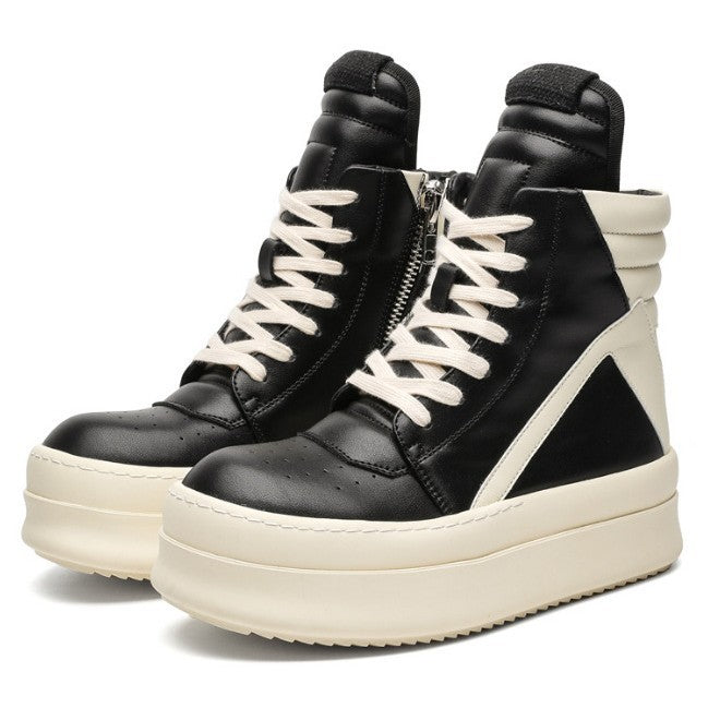 Triangle Black White High Board Simple Comfortable Boots