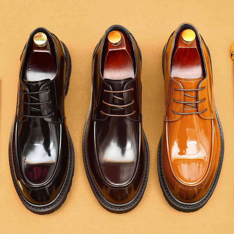 Men's Genuine Formal Wear British Derby Patent Leather Shoes