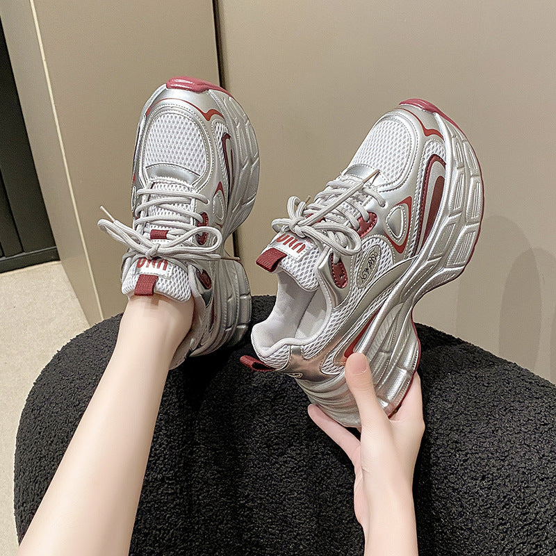 Women's Platform Heightened Daddy Couple Leisure Rhinestone Sneakers