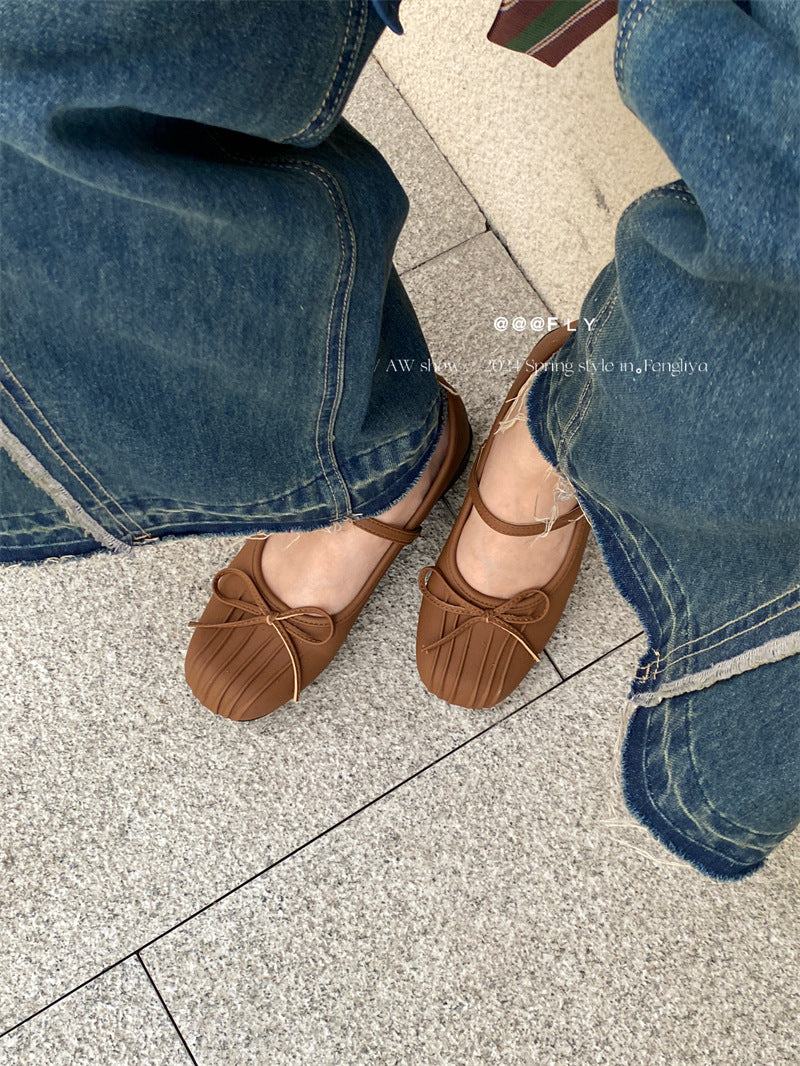 Women's Meet Wrinkled Mary Jane Gentle Sier Square Casual Shoes