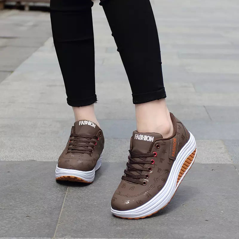 Women's Round Toe Sports Pumps Front Increased Casual Shoes