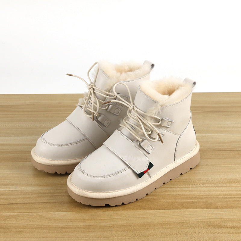 Women's Genuine Wool Winter Sheepskin Fur Cotton Boots