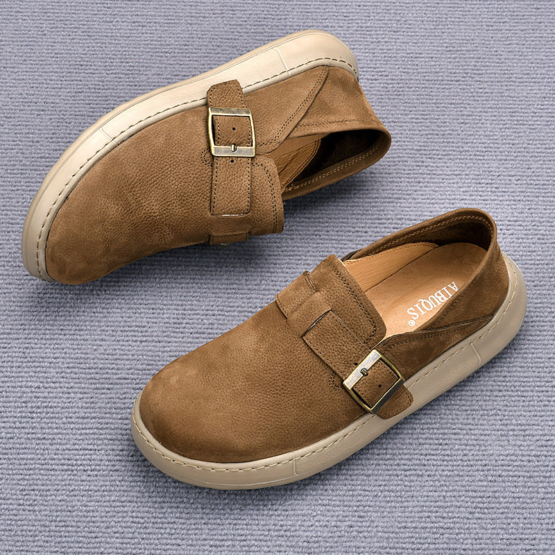 Men's Spring Cow British Style Slip-on Retro Casual Shoes