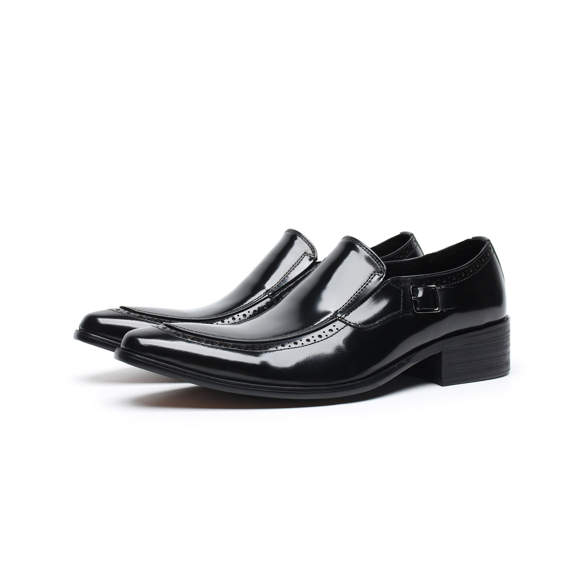 Men's Italian Handmade Top Layer Cowhide Pointed Toe Buckle Banquet Men's Business Leather Shoes