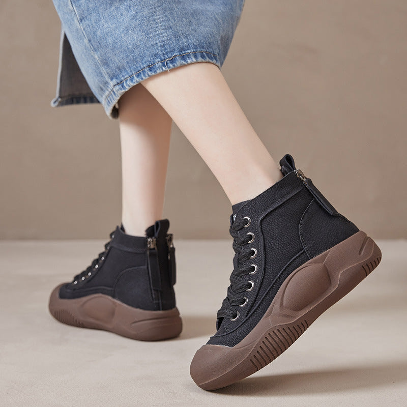 Authentic Platform Ankle Vintage Rear Zipper Boots