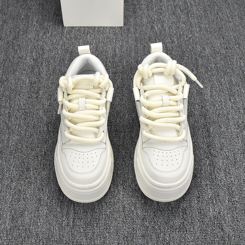 Men's Korean Style Thick-soled Spring White Breathable Casual Shoes