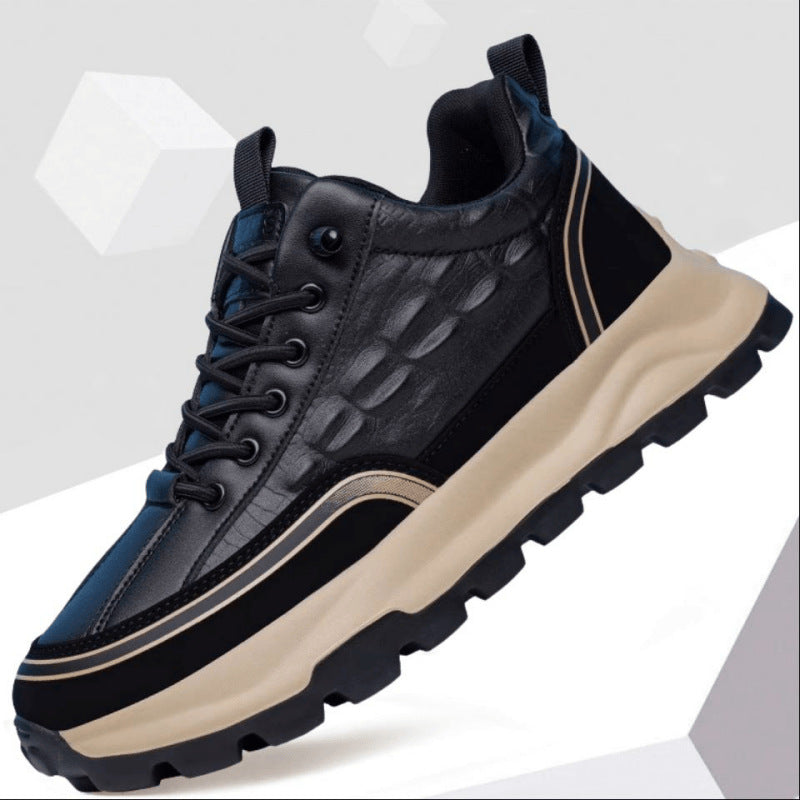 Men's Four Crocodile Pattern Fashionable Catwalk Sports Board Leather Shoes