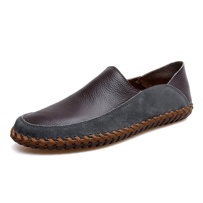 Men's Flat Slip-on Genuine Cow Cover Two-way Loafers