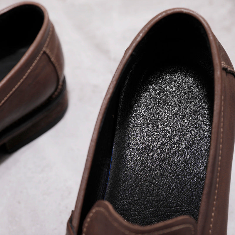 Washed-out Vintage Good Year Horse Slip-on Leather Shoes