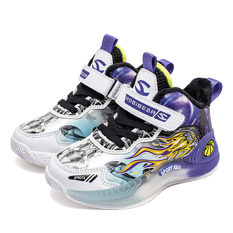 Two Cotton Basketball Winter Fleece-lined Warm Kid's Sneakers