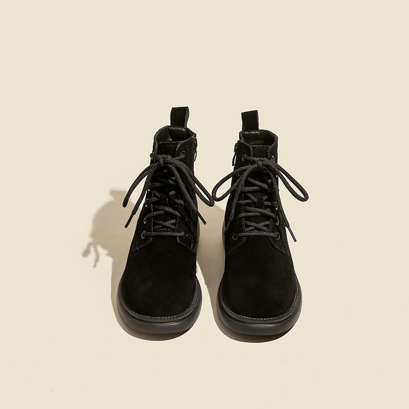Women's Autumn Soft Bottom Retro Short Cow Boots