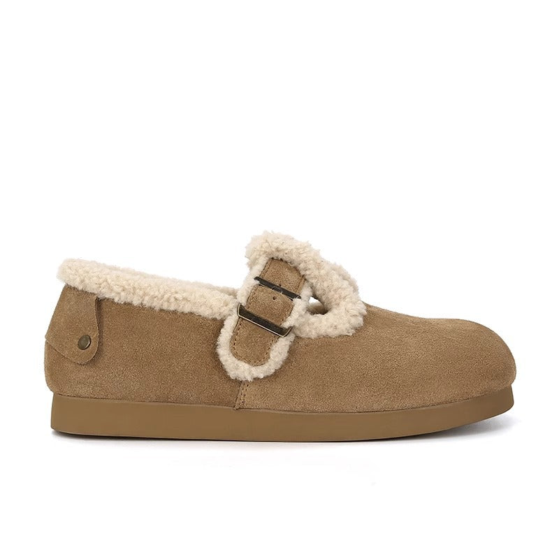 Cowhide Su Walking Small Jacket Fleece-lined Women's Shoes