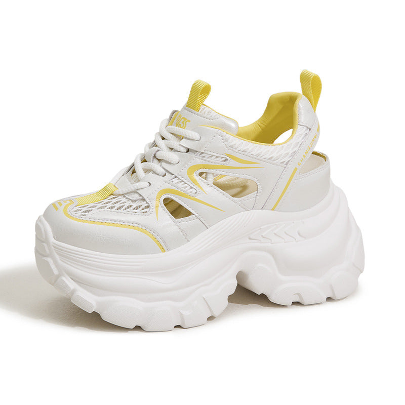 Women's Platform Dad Summer Hollow Hole Breathable Mesh Women's Sports Shoes