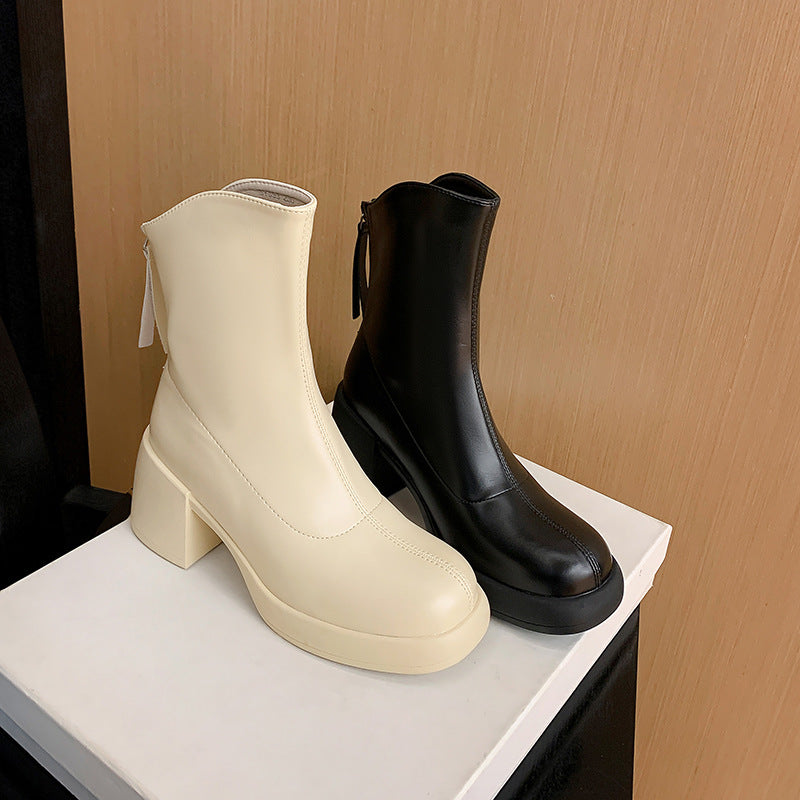 Women's Send Korean Ankle Small White Round Boots