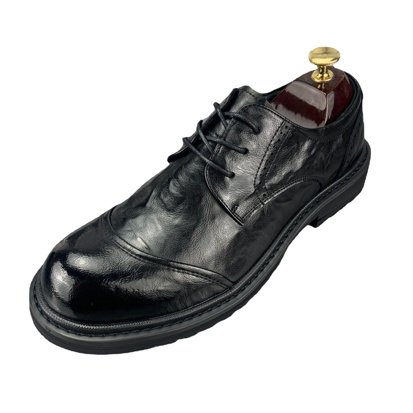 Men's Cowhide Soft Bottom Lace Up Formal Wear Leather Shoes