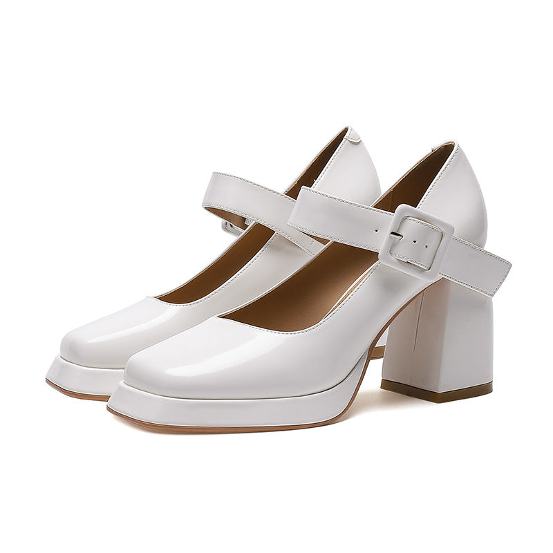 Women's Waterproof Platform High Autumn Chunky Square Women's Shoes