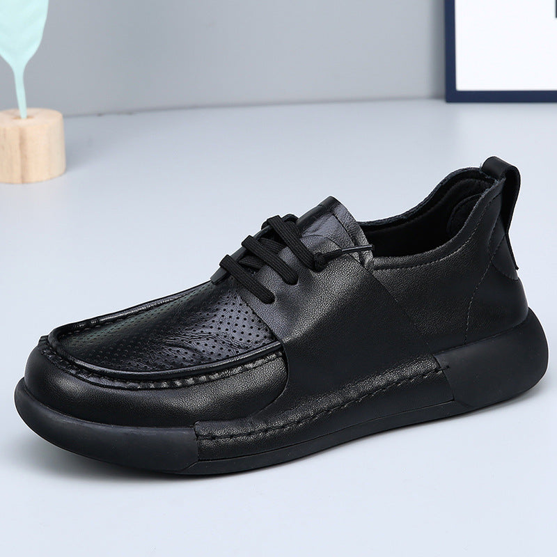 Men's Genuine Breathable Soft Surface Thick Bottom Leather Shoes