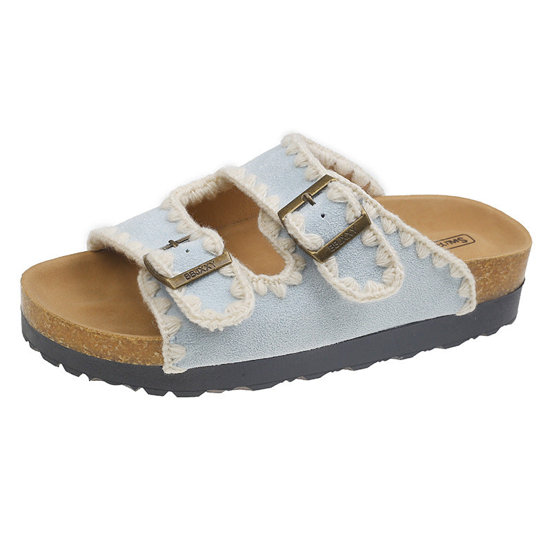 Women's Genuine Thick-soled Summer Fashion Outerwear Half Slippers