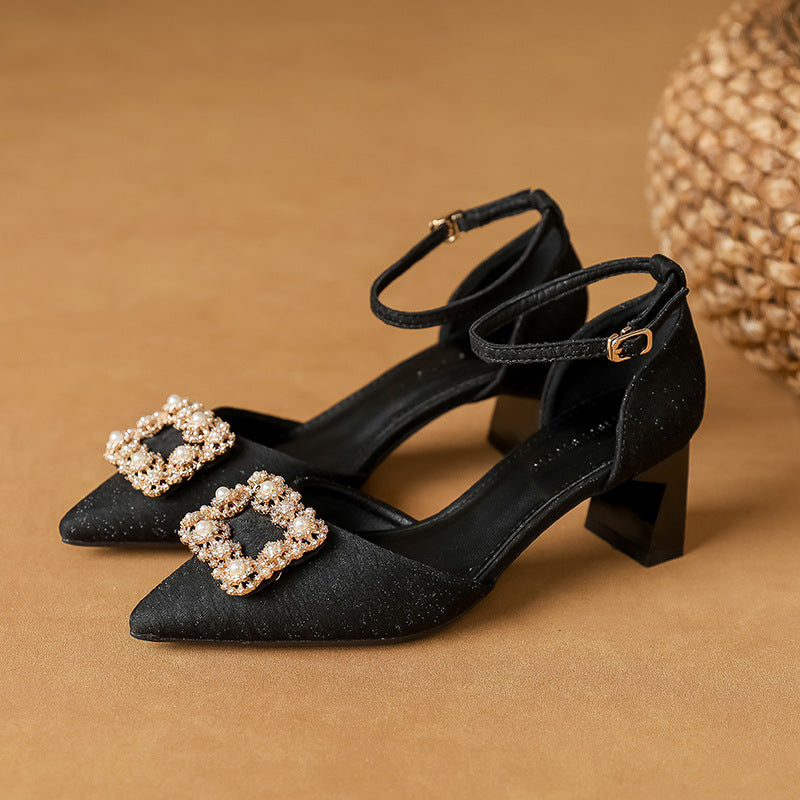 Women's Plus Size Fat Widened Buckle Heels