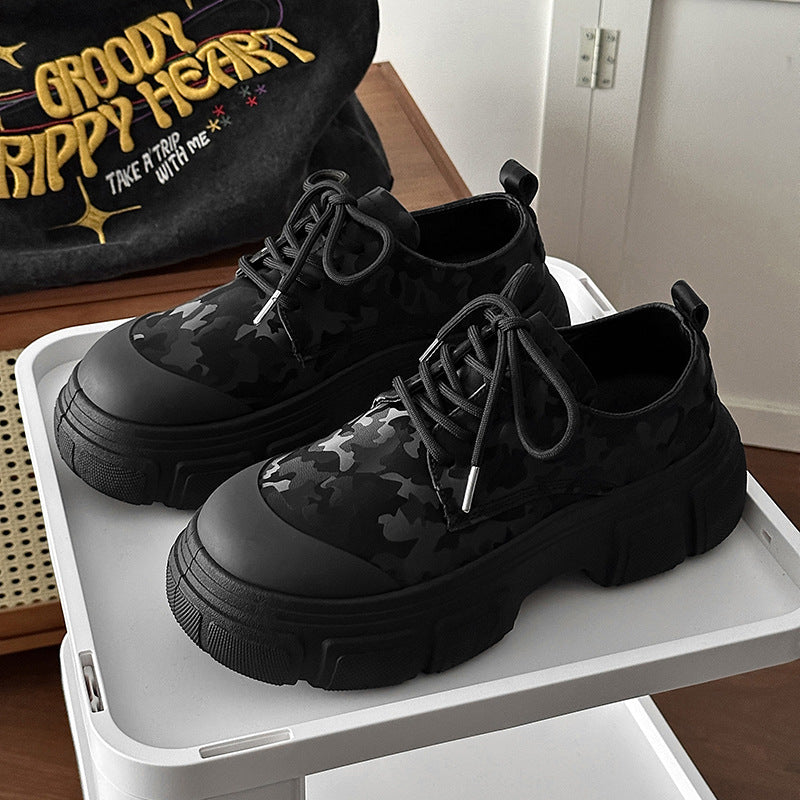 Men's Derby Platform Autumn Big Head Youth Leather Shoes