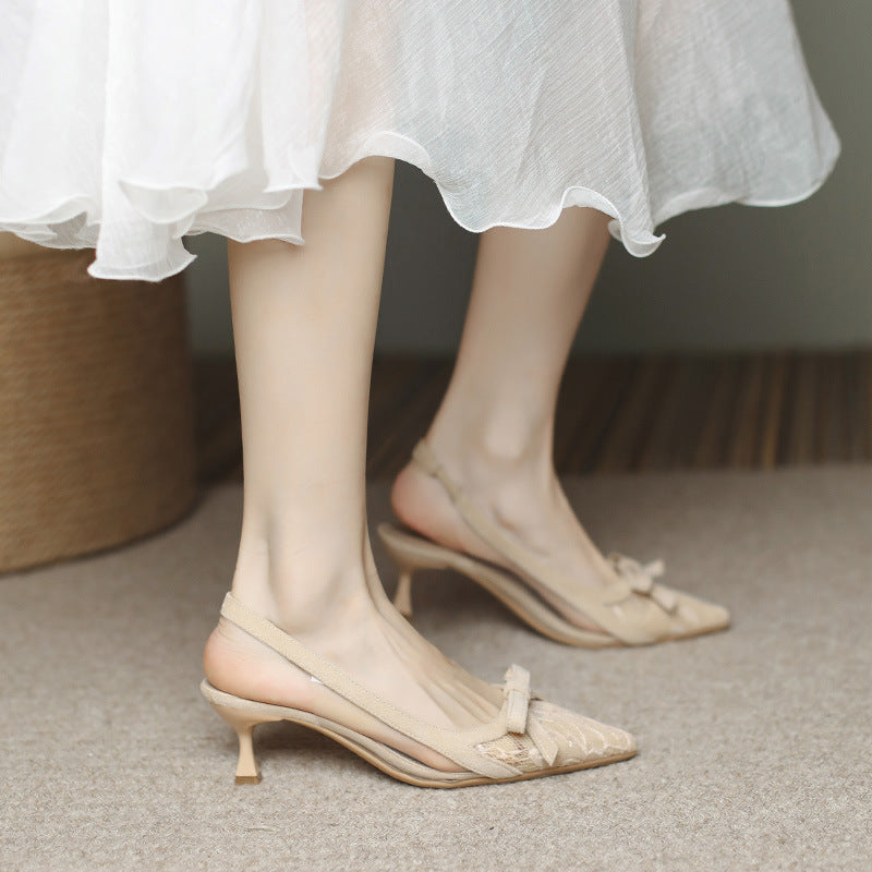 Women's Low-heeled Spring Closed Toe Bow Back Heels