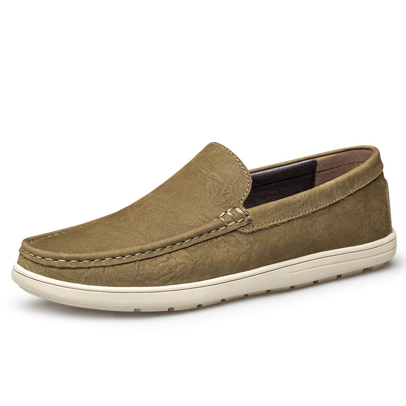 Women's & Men's One Pedal Flat Spring Slip-on Cowhide Loafers