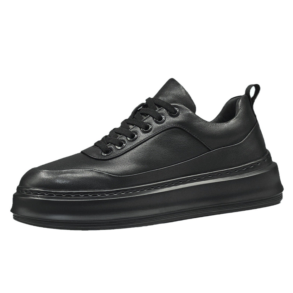 Men's Layer Cowhide Black Board Fashion Top Sneakers