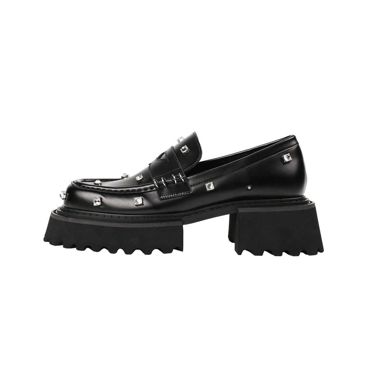Women's Round Toe Rhinestone Thick With British Style Women's Shoes